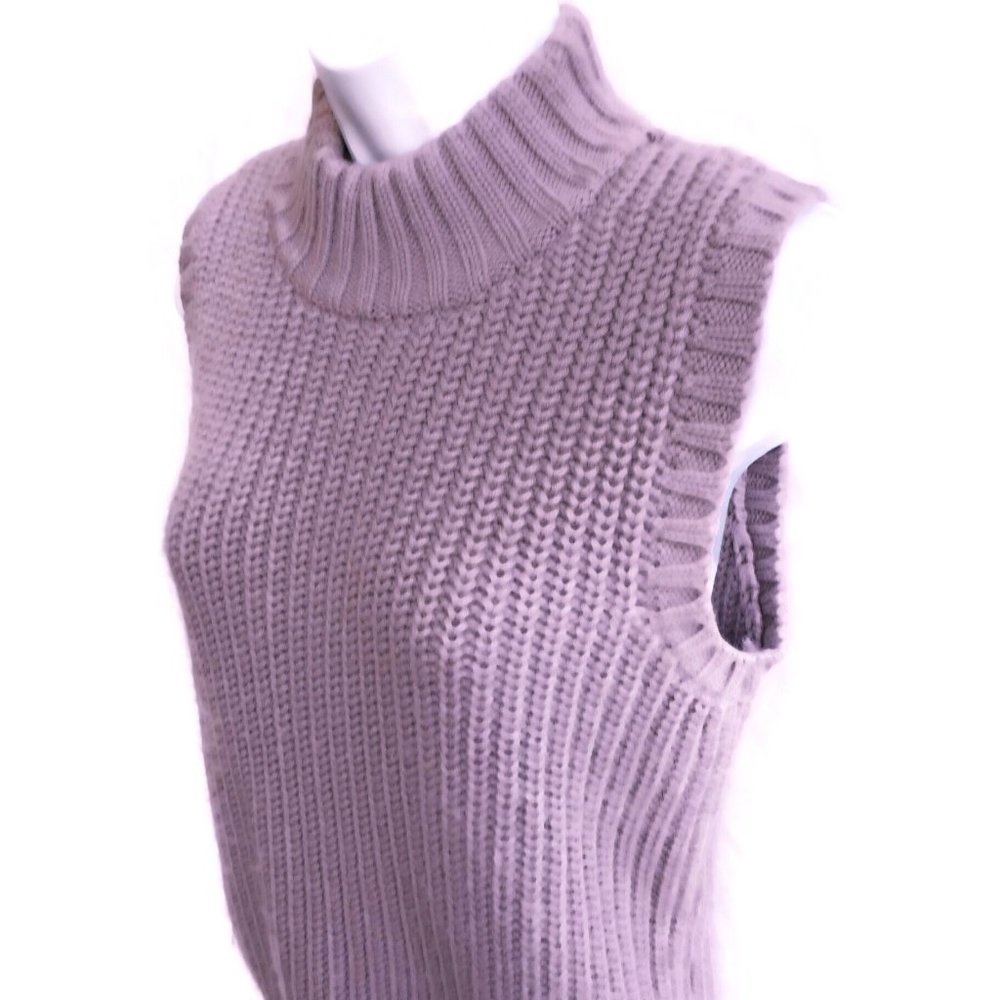 Vintage Contact NY Knit Turtleneck Sleeveless Ribbed Mock Neck Mauve Acrylic - Picture 4 of 8